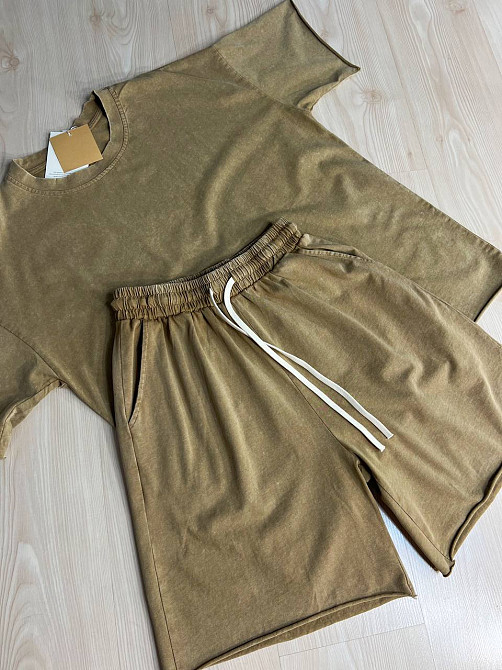 Костюм жіночий De Red 6726 тай-дай футболка з шортами бавовна оверсайз, гірчиця, one size Київ - фото 2