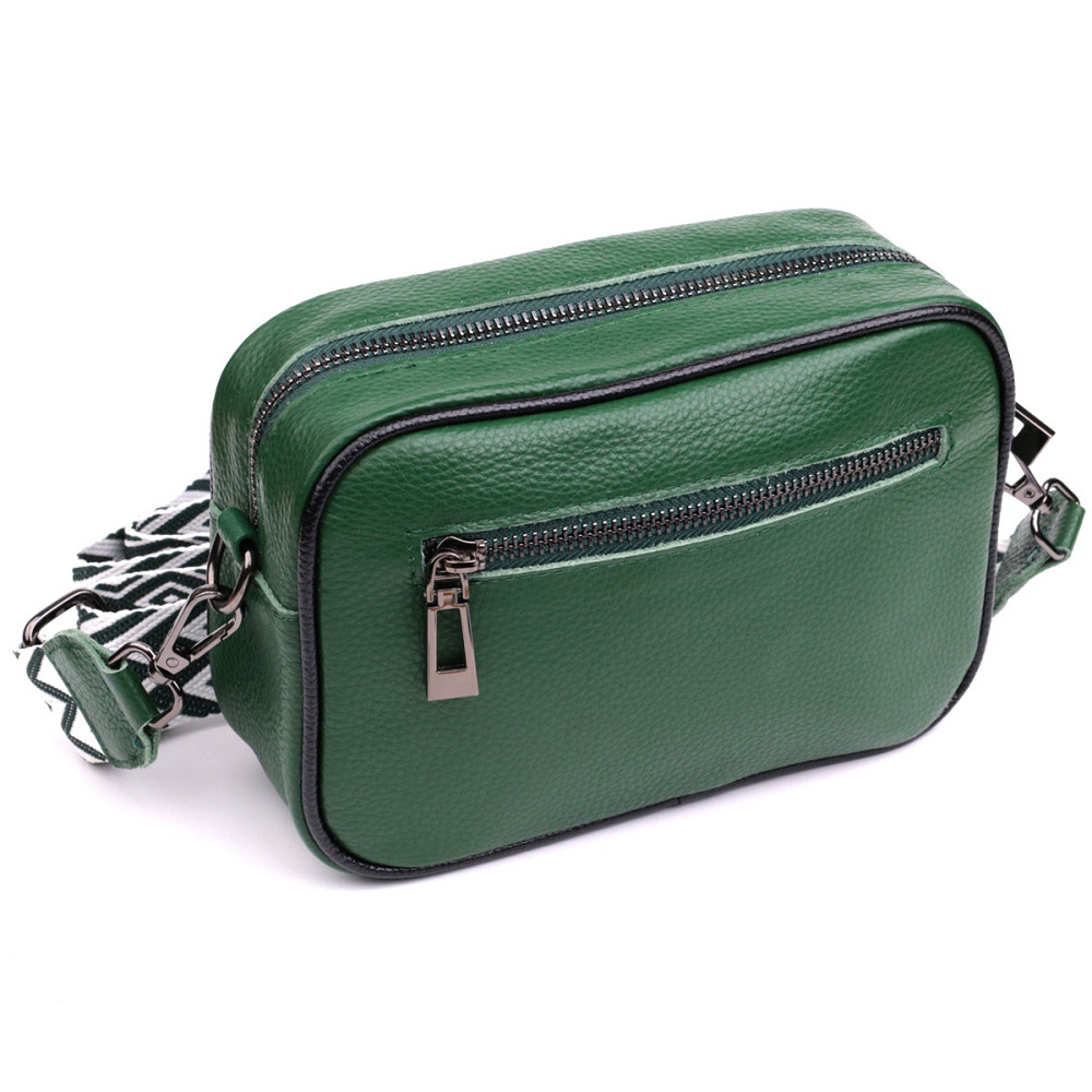 Стьобана жіноча сумка з натуральної шкіри 22857 Vintage Зелений Київ - фото 2