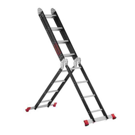 Драбина багатофункціональна трансформер, 4×4 сходинки, сталевий профіль, 4,45 м, 150 кг INTERTOOL LT-0024 Київ