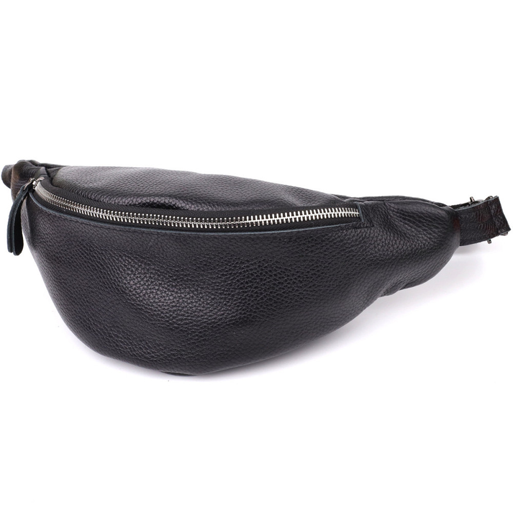 Відмінна сумка бананка із зернистої натуральної шкіри Shvigel 23145 Чорний Київ - фото 1