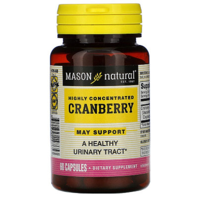Травы Mason Natural Клюква высококонцентрированная, Cranberry, 60 капсул (MAV-14765) Винница - изображение 1