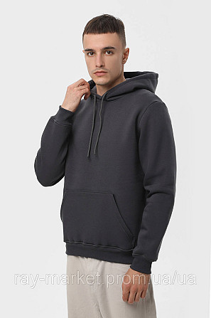 Худі чоловіче базове утеплене RAY BASIC темно-сіре (U0401M-Dark Grey) Київ - фото 4