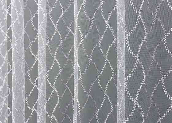 Тюль VR-Textil 1836т Фатин с вышивкой Белый с сиреневым 300х270 см (40-192) Киев