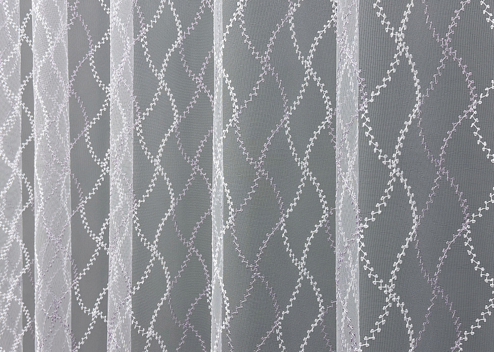 Тюль VR-Textil 1836т Фатин з вишивкою Білий з бузковим 300х270 см (40-192) Київ - фото 5