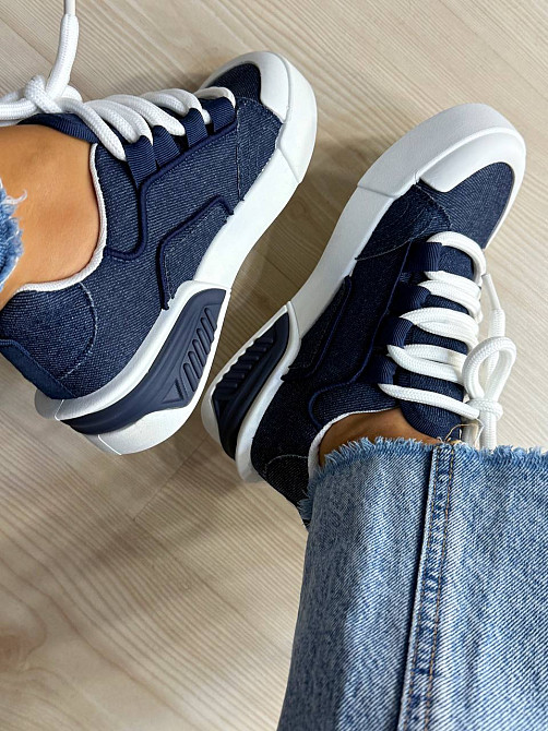 Кеди жіночі Violeta 143-46 джинсові на шнурівці з білою підошвою сині, 36, 22,5 см Київ - фото 11