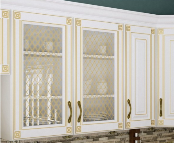 Кухня классическая Империя от МС Фасад МДФ Белый патина золотом (комплект 2м без столешницы) Львов