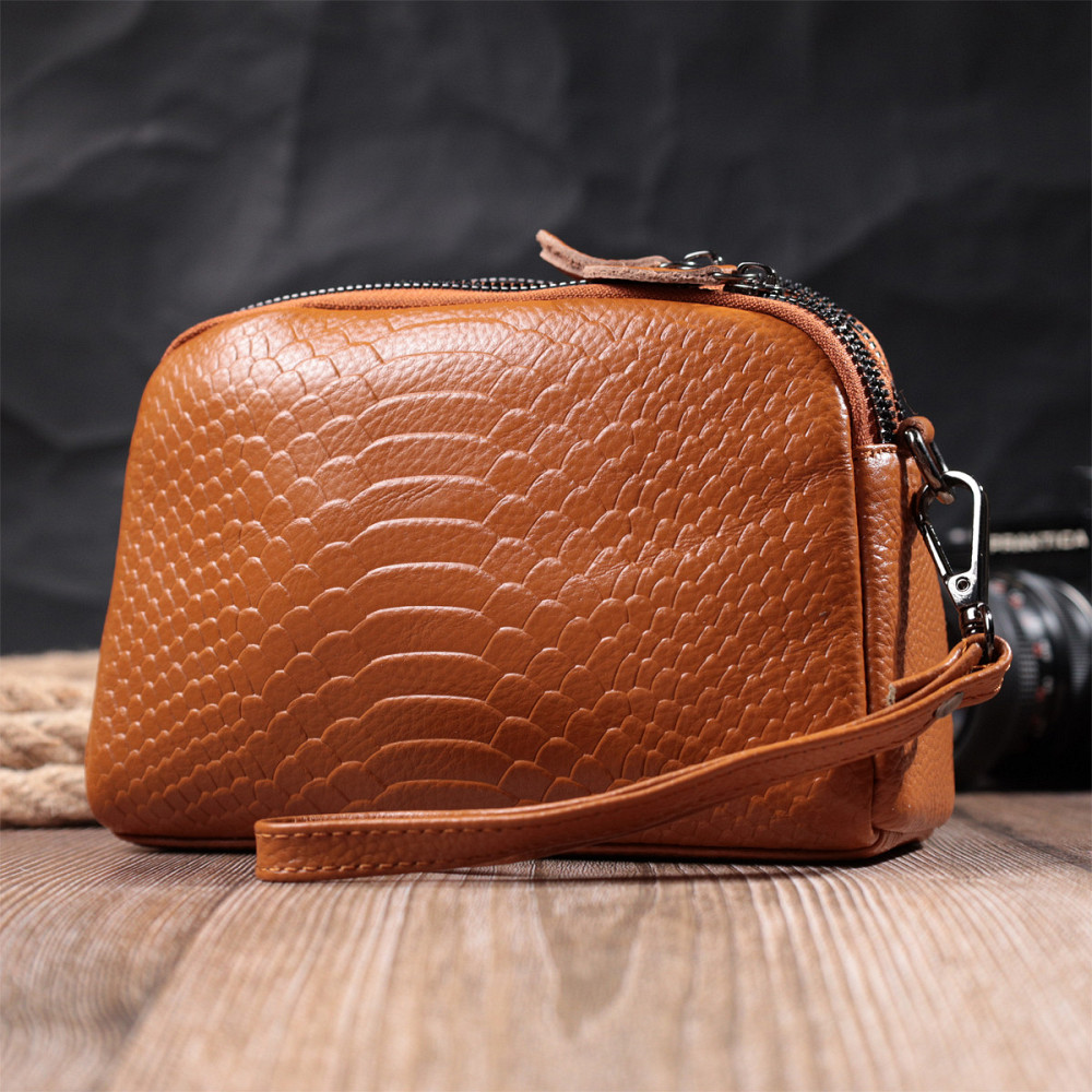 Небольшая сумка для женщин на два отделения из натуральной кожи Vintage 22800 Рыжий Киев - изображение 9