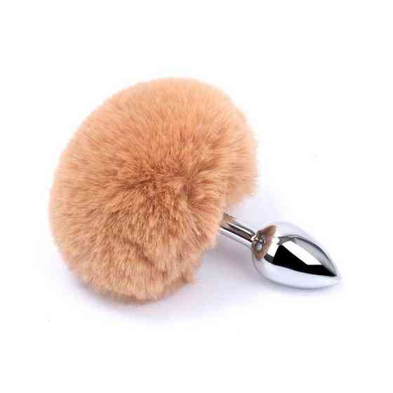 Анальная пробка с хвостиком - Коричневый - 7,5 * 2,8 см – Анальные игрушки Винница