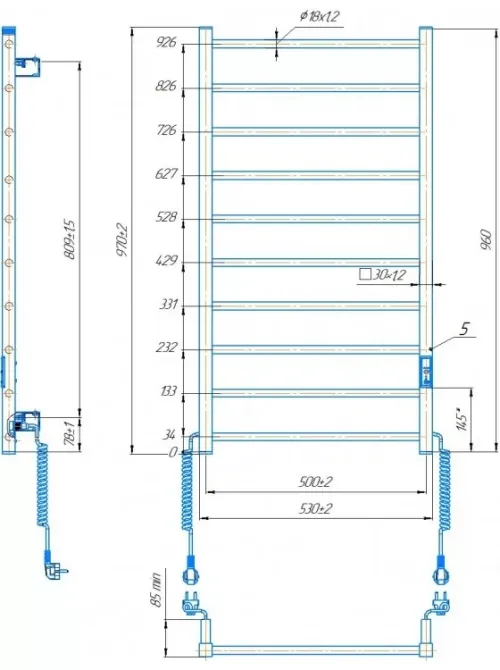 Електрична рушникосушка Hygge Family Leeds 970x530 білий мат Київ - фото 4