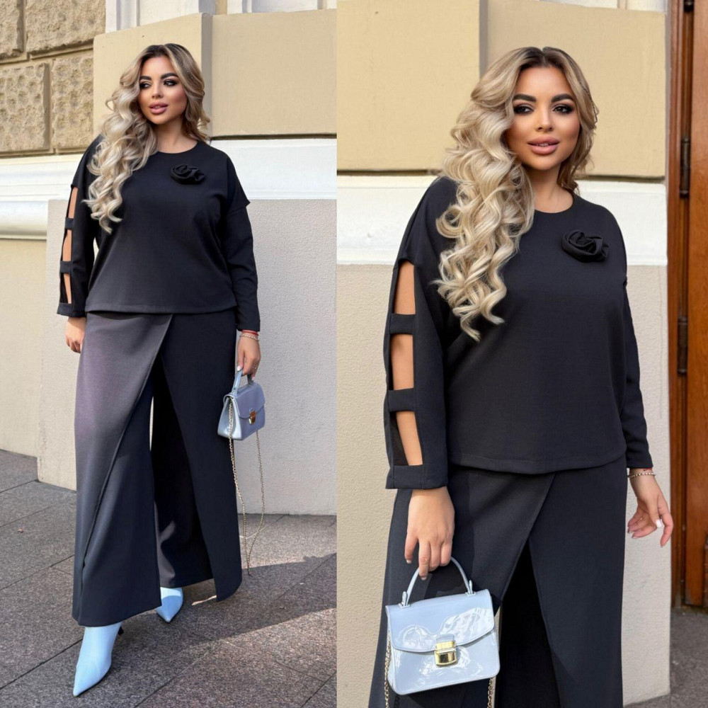 Женский батальный костюм двойка креп дайвинг Графит, 64/66 Одесса - изображение 2