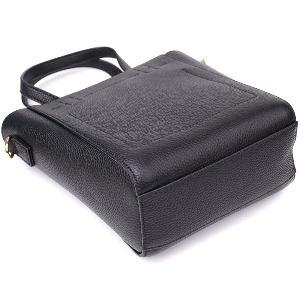 Трапециевидная сумка для женщин из натуральной кожи Vintage 22916 Черный Киев - изображение 6