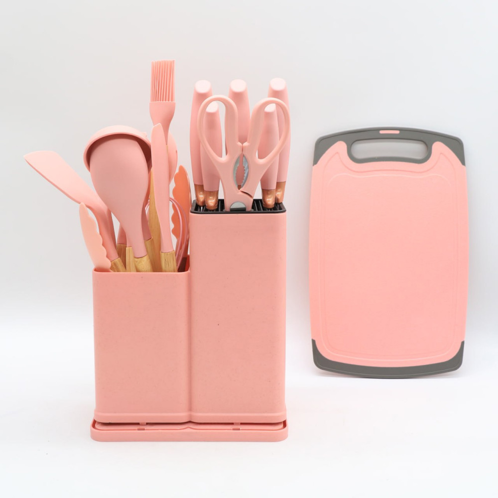 Набір кухонного приладдя, 19 предметів Kitchen Set, Рожевий / Набір приладів для кухні / Набір для кухні Київ - фото 5