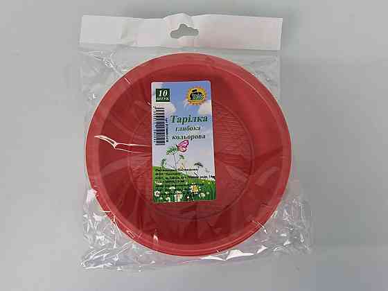 Тарелка глубокая цветная  (10шт) ТМ 