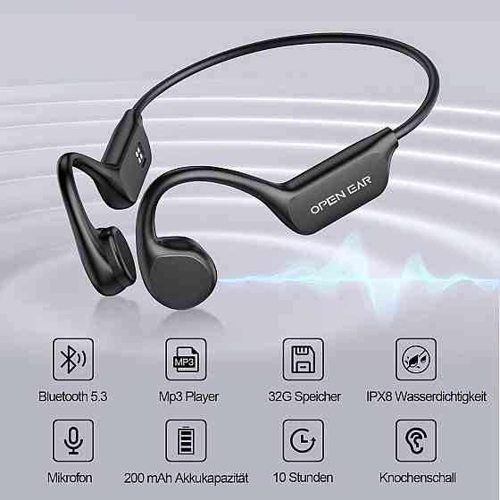 Кісткові навушники для плавання водонепроникні Open Ear IPX8 з MP3 плеєром 32GB, Bluetooth 5.3, спор Київ
