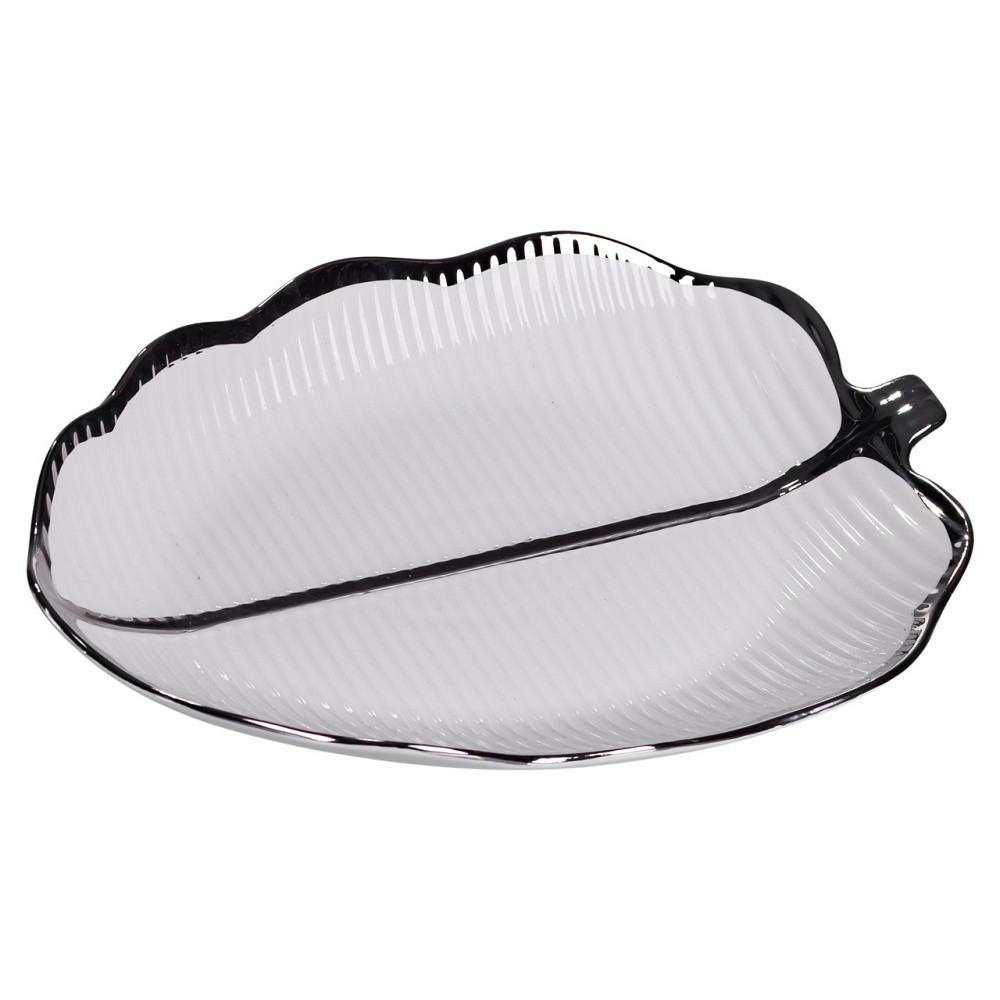 Фарфорове блюдо для сервірування "Лист" 31×20 см Срібло Київ - фото 3