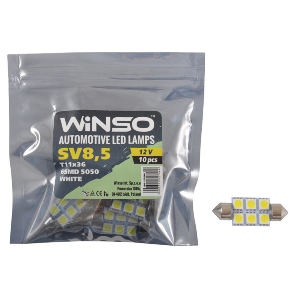 LED автолампа Winso 12V SMD SV8.5 T11x36, 10шт Киев - изображение 1
