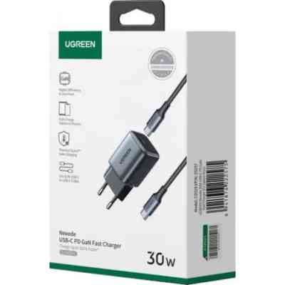Зарядний пристрій Ugreen 1xUSB 30W (USB-C) Gan PD Nexode Mini + PD cable Grey CD319 (25257) Вінниця