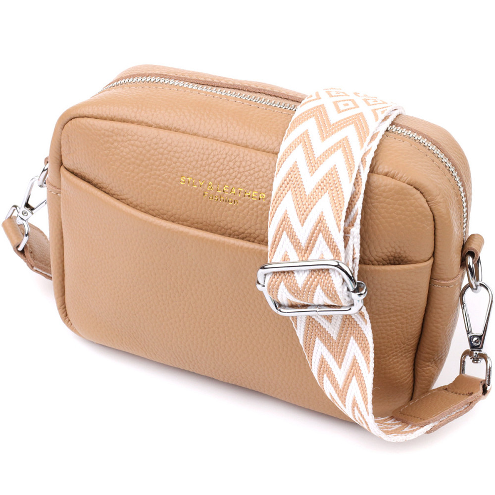 Женская сумка кросс-боди из натуральной кожи Vintage sale_15139 Бежевый Киев - изображение 1