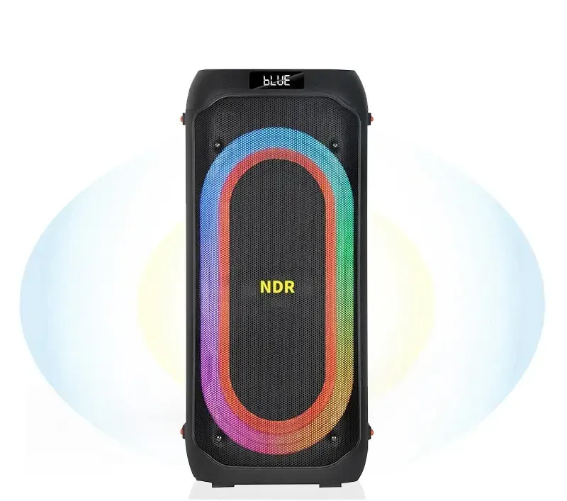 Портативна акустична колонка NDR-717 2x8" TWS/FM/USB/TF/BT/LED/REC з пультом та 2 мікрофонами Одеса - фото 3