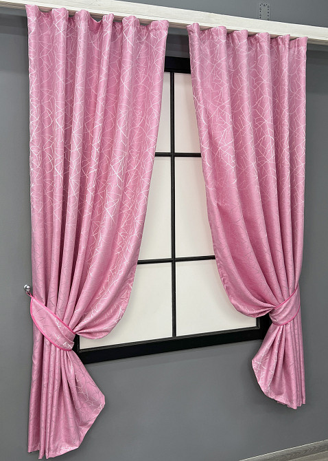 Комплект коротких штор VR-Textil Жакард Савана № 519ш Розовый 130х170 см 2 шт (35-0419) Киев - изображение 2
