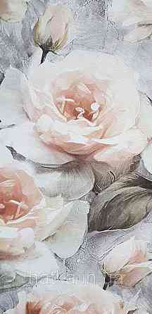 Обои виниловые на флизелине Sintra Adria метровые цветы розы крупные розовые кремовые серые Киев