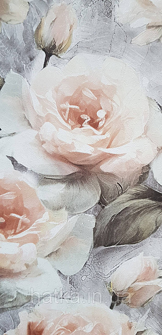 Обои виниловые на флизелине Sintra Adria метровые цветы розы крупные розовые кремовые серые Киев - изображение 1