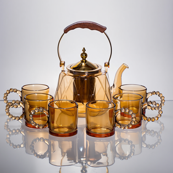 Набір для заварювання чаю зі скляним чайником та 6 чашок 64486-39 Київ