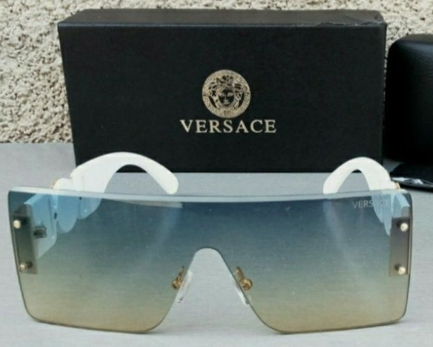 Брендовые солнцезащитные очки маска женские сине бежевый градиент дужк. Киев - изображение 7