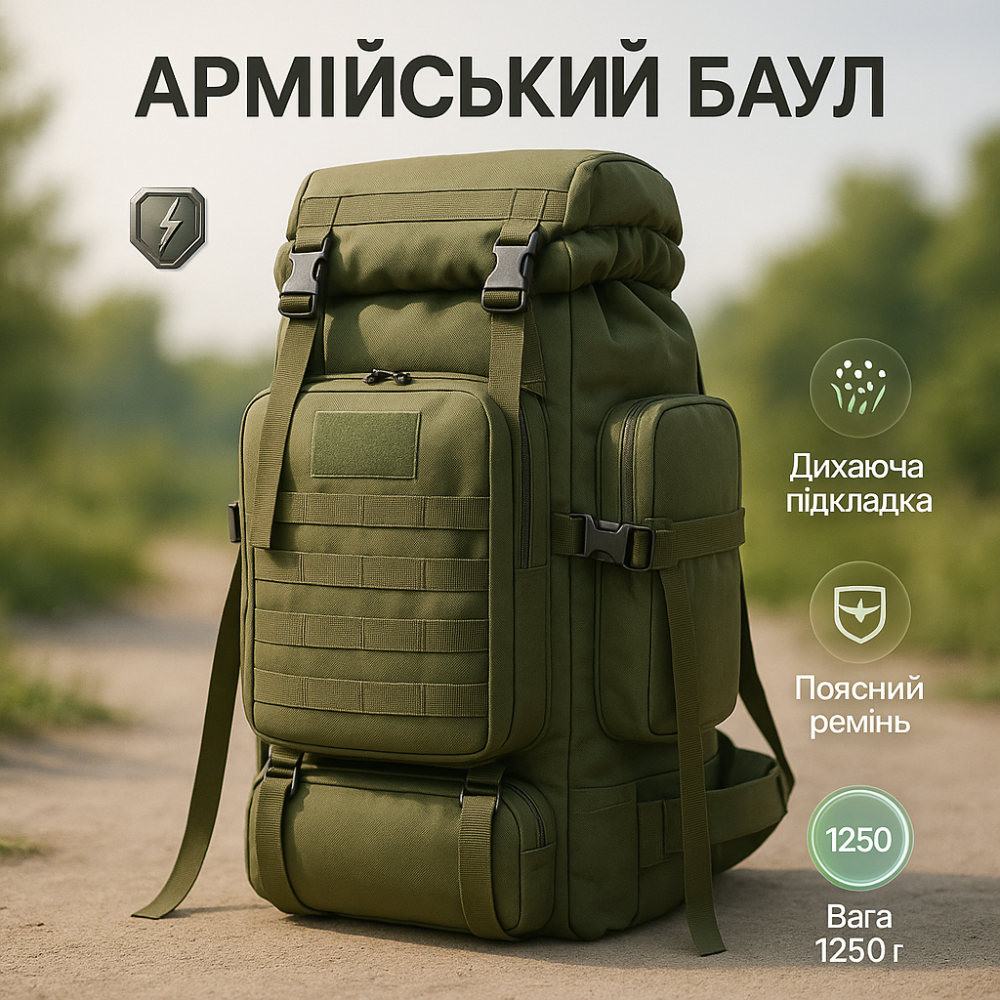 Військовий армійський рюкзак похідний, Армійський мішок ЗСУ для солдата, Чоловічий тактичний рюкзак ЗСУ WM-26 Львів - фото 15