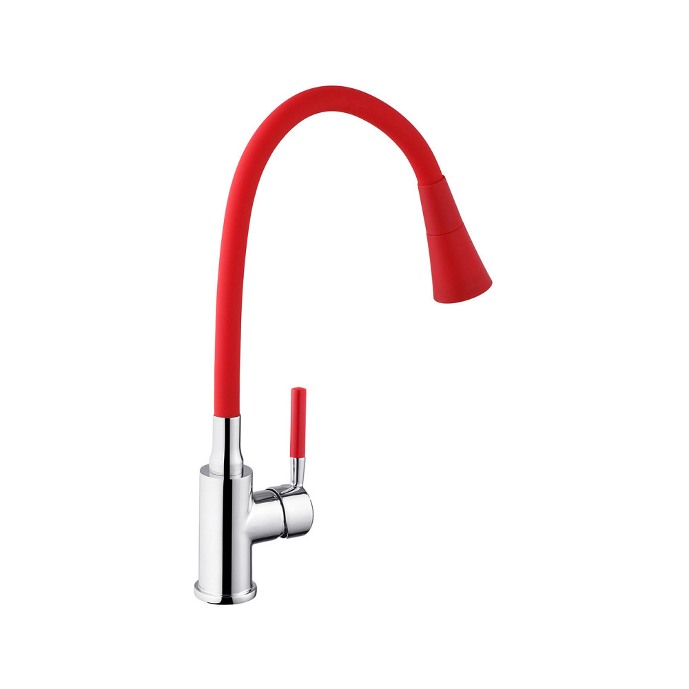 Смеситель для кухни с гибким изливом Kroner KRM Kuche - C132RED красный/хром Киев - изображение 3