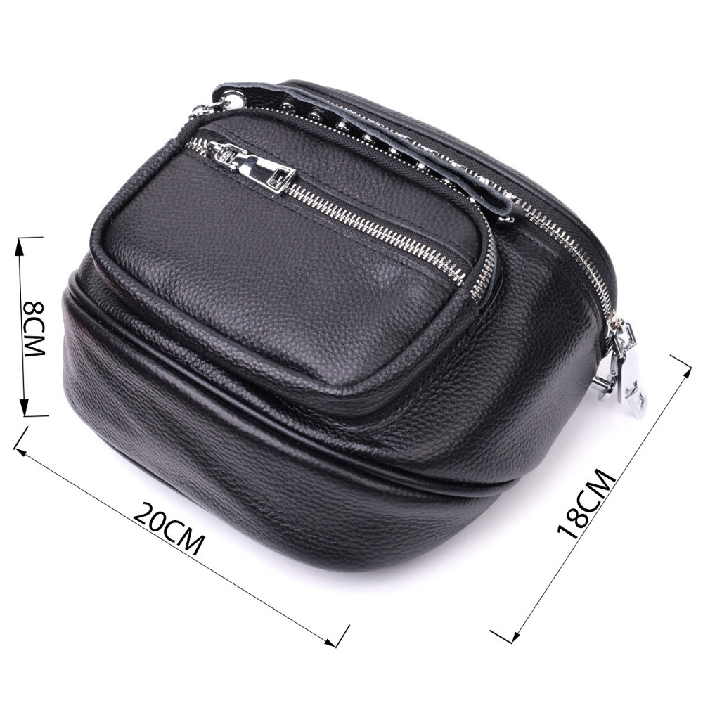 Сумка для жінок з декором у вигляді кнопок із натуральної шкіри Vintage 22388 Чорна Київ - фото 3