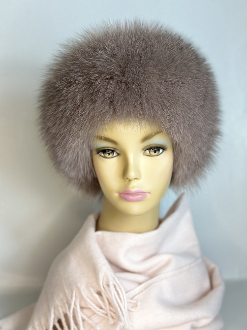 Меховая повязка на голову женская песцовая Бежевый Харьков - изображение 1