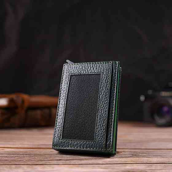 Картхолдер унісекс у три складання з автоматичним механізмом з натуральної шкіри флотар CANPELLINI 21932 Зелений Київ