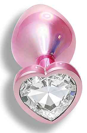 Анальна пробка з кристалом EGZO - Pink Perl Heart Plug Clear, size S Sex Aura Київ