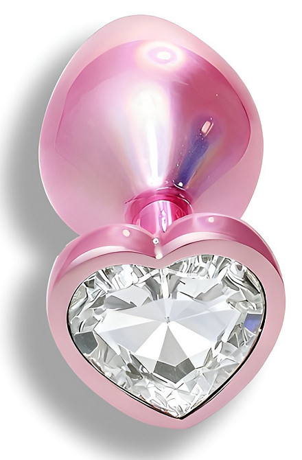 Анальна пробка з кристалом EGZO - Pink Perl Heart Plug Clear, size S Sex Aura Київ - фото 2
