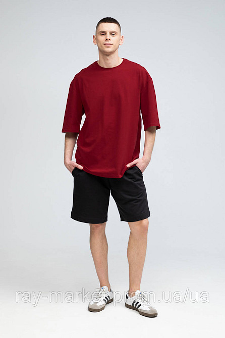 Костюм футболка оверсайз бордова та шорти чорні RAY BASIC чоловічий (U1801M-Burg-Black) XL Київ - фото 1