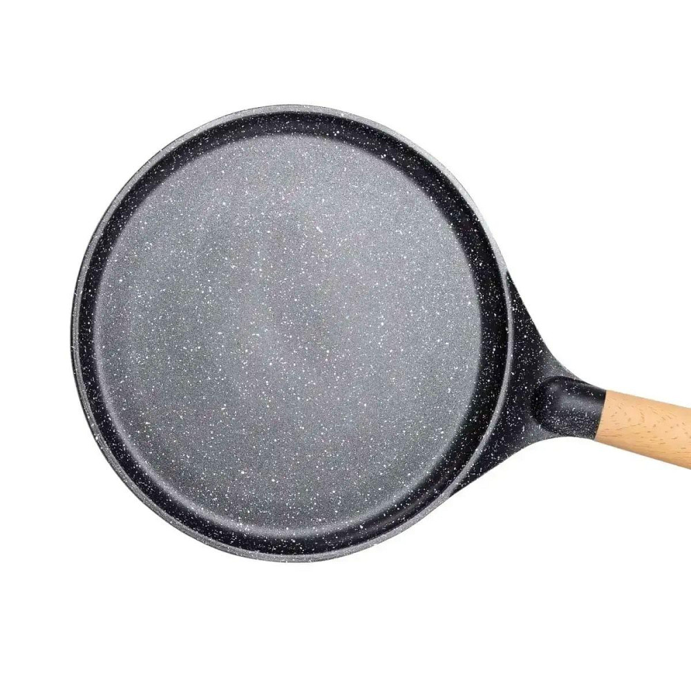 Алюмінієва млинцева сковорода з мармуровим антипригарним покриттям Ø 26 см, товсте дно MGC Black HP-4-429B Київ - фото 4