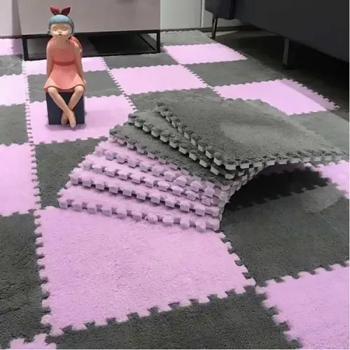 Коврик-пазл c плюшевым покрытием 10 пазлов 30х30х1.5 см бело-серый Коломыя