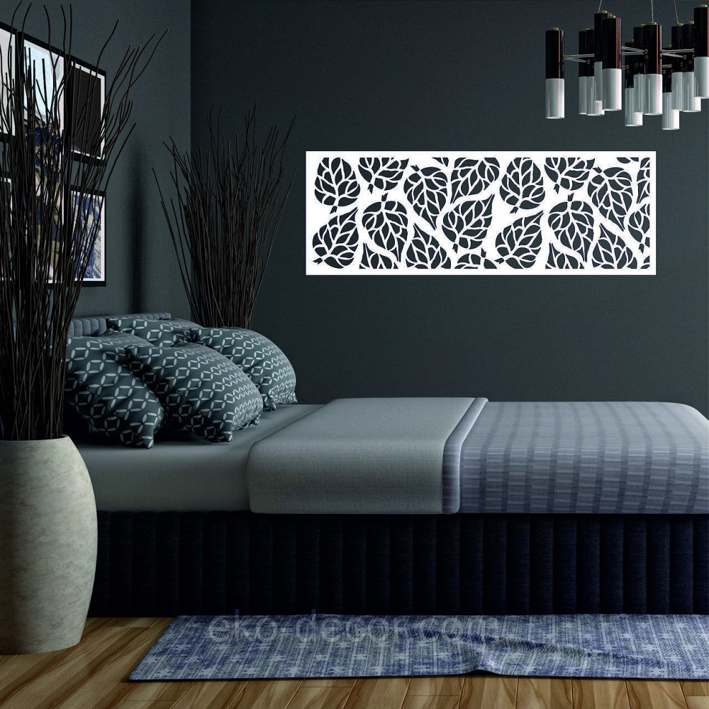 Декоративне настінне Панно «Листя» Декор на стіну 30*85 см, Білий Київ - фото 1