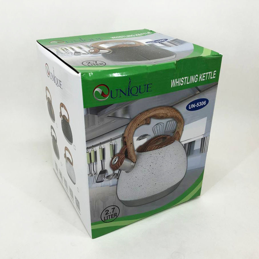 Чайник с утолщенным дном и прорезиненной ручкой Unique, Чайник со свистком с тяжелым дном LE-31 Львов - изображение 8