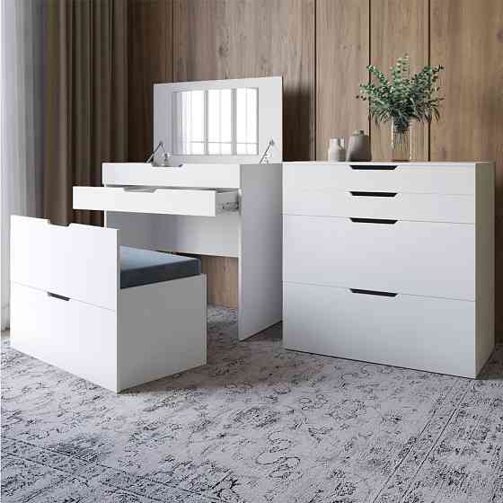 Комод-трюмо із дзеркалом, нішею під сидінням та шухлядою LION Азія Німфея Альба (білий) (LION-041673) ТОП Львів