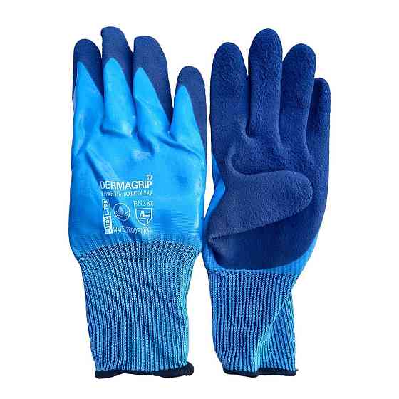 Робочі стрейчеві рукавички з пінним латексом сині — зручні та міцні для захисту рук при роботі Харків