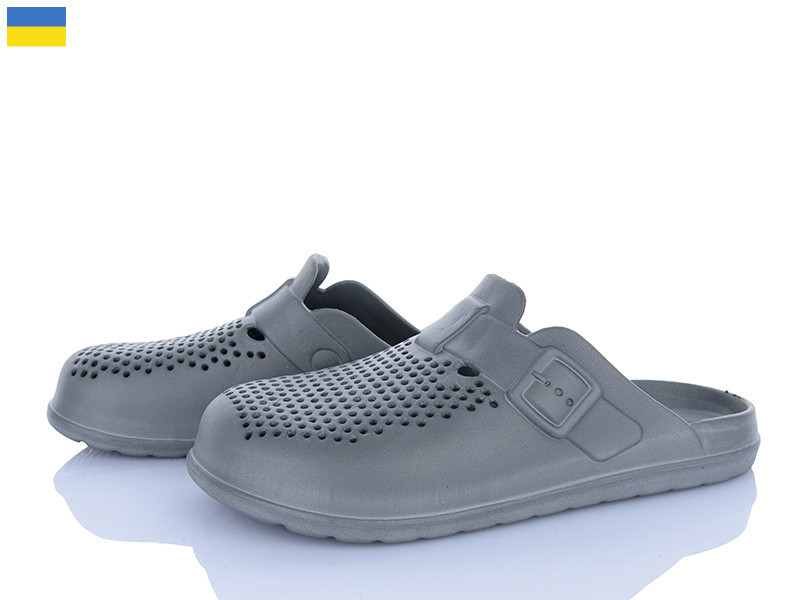Капці шльопанці із закритим носком передом чоловічі сірі вентильовані мийні піна ЕВА лікарів кухарів для роботи відпочинку Одеса - фото 1