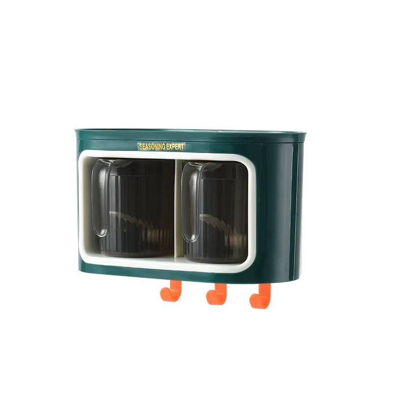 Настінний органайзер з двома чашами, банки для зберігання, модні банки для кухні, зелений колір Кам'янець-Подільський - фото 4