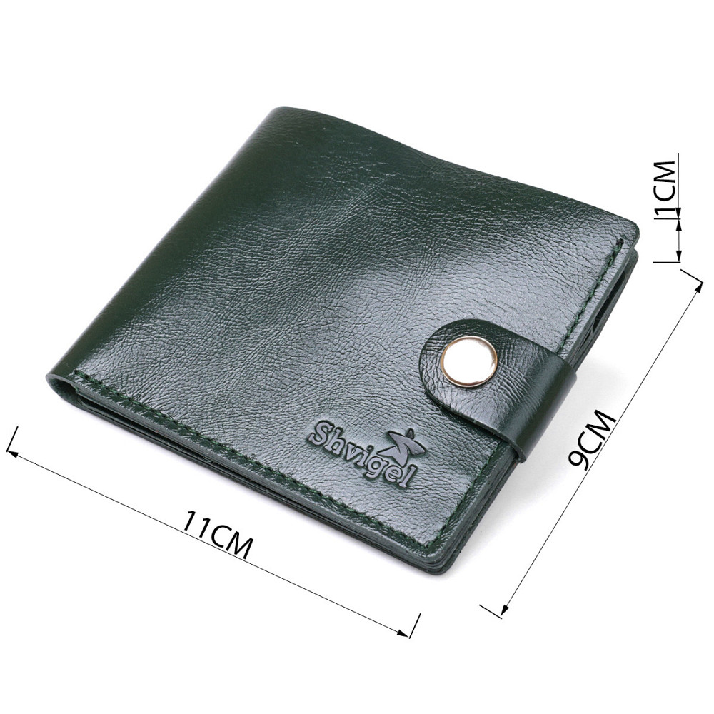 Невелике модне шкіряне портмоне Shvigel 16441 Зелений Київ - фото 3