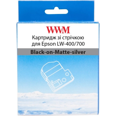Лента для принтера этикеток WWM для Epson LW-400/700 6mm х 8m Black-on-Matte-silver (WWM-SM6X) Винница - изображение 1