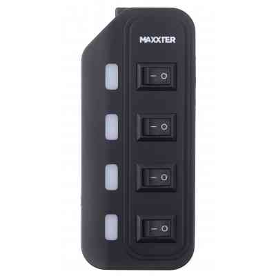 Концентратор Maxxter 4 x USB 2.0 Type-A 1m cable + 5V1A adapter (HU2A-4P-AC-02) Вінниця