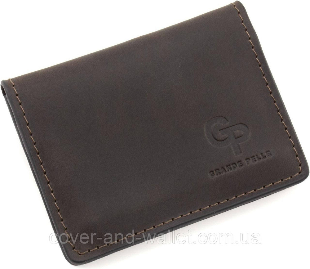 Маленька шкіряна обкладинка кредитниця під автодокументи на магнітах Grande Pelle 224420 Київ - фото 4