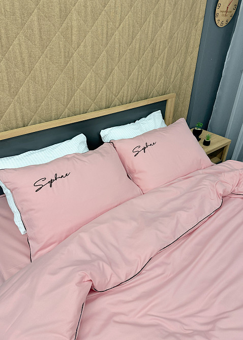 Комплект постільної білизни Сатин, Двоспальний 180х220 Рожевий (88-137) Київ - фото 8