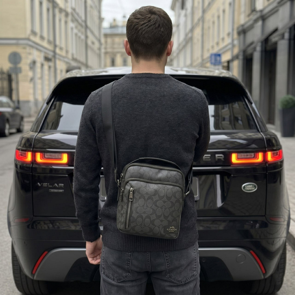 Мужская барсетка, сумка на плечо Coach (2515) серая Киев - изображение 4